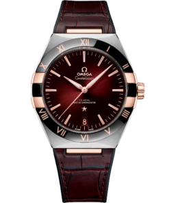 Omega CONSTELLATION 41 mm, steel ‑ Sedna™ gold on leather strap 131.23.41.21.11.001