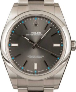 HandMade The Pre Owned Rolex Oyster Perpetual 114300 Dark Rhodium Dial