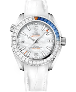 Omega SEAMASTER PLANET OCEAN 600M 39.5 mm, white gold on leather strap with rubber lining 215.58.40.20.05.001