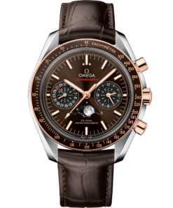 Omega SPEEDMASTER MOONPHASE 44.25 mm, steel ‑ Sedna™ gold on leather strap 304.23.44.52.13.001