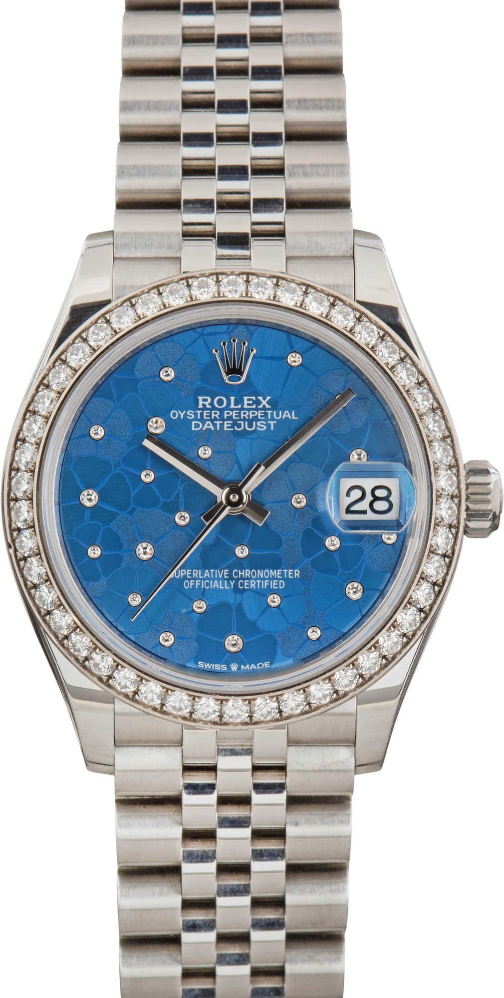 HandMade The Ladies Rolex Datejust 31 278384 Azzurro Blue Floral Motif Dial