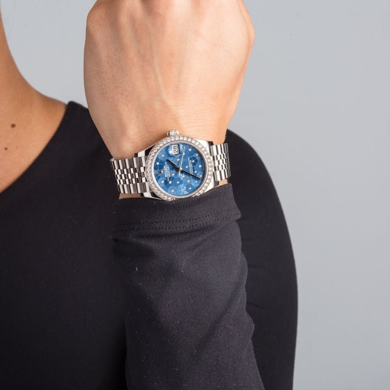HandMade The Ladies Rolex Datejust 31 278384 Azzurro Blue Floral Motif Dial - Image 5