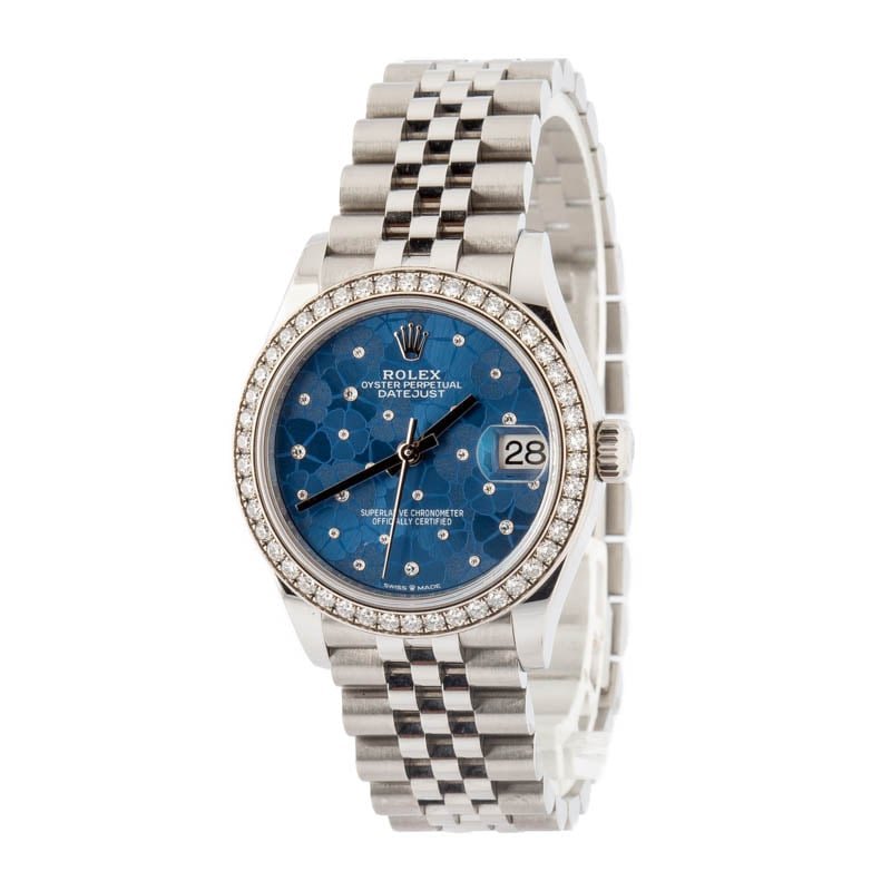 HandMade The Ladies Rolex Datejust 31 278384 Azzurro Blue Floral Motif Dial - Image 2