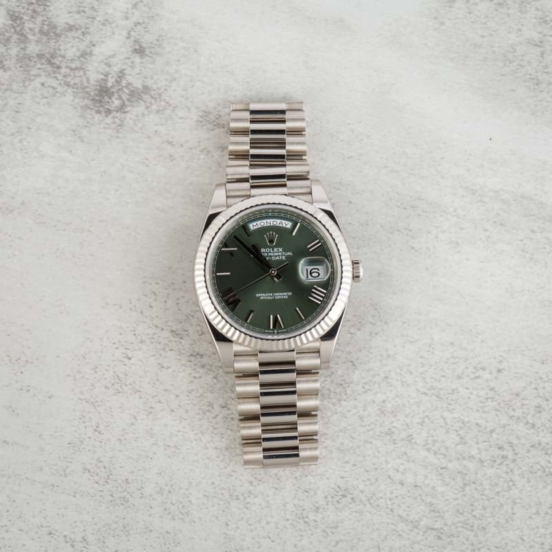 HandMade The Rolex Day-Date 40 228239 Olive Green Roman Dial - Image 6