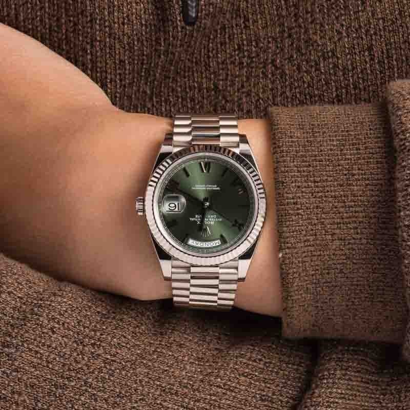 HandMade The Rolex Day-Date 40 228239 Olive Green Roman Dial - Image 5